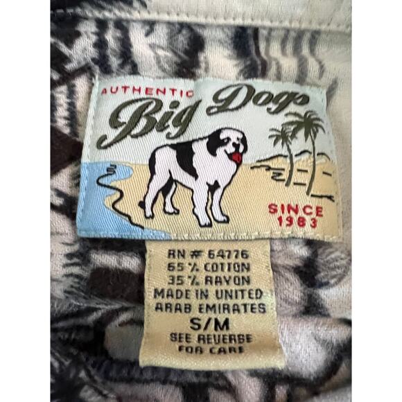 Big Dog Authentic Black & White Hawaiian Shirt S/M - Picture 3 of 4